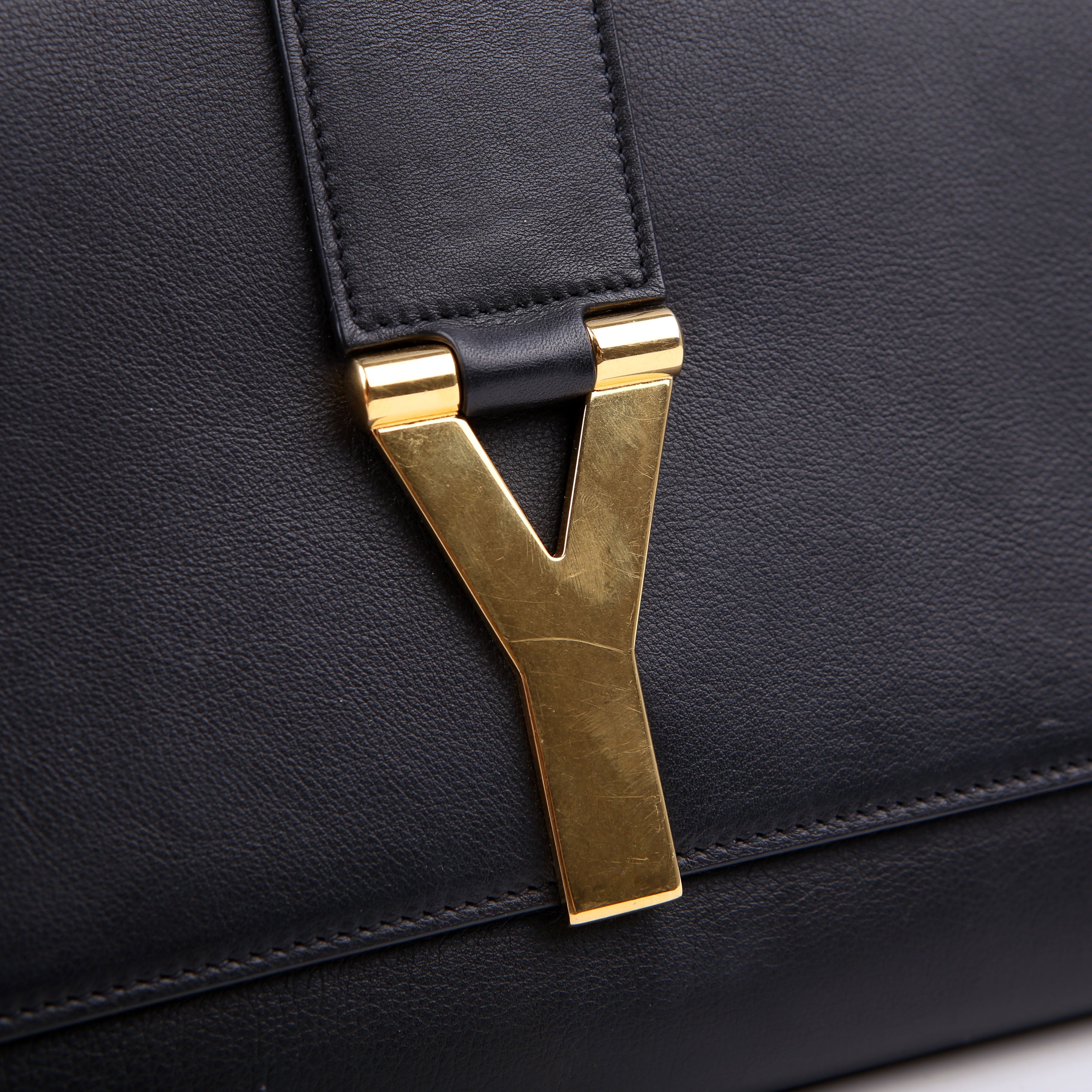 SAINT LAURENT Classic Y Ligne Clutch Smooth Leather Black