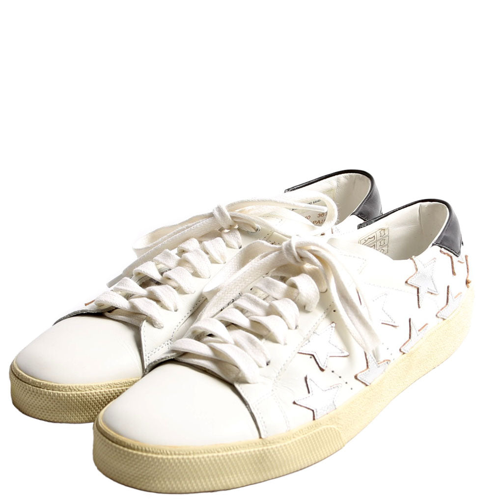 SAINT LAURENT Star Leather Sneakers Size 36.5 White