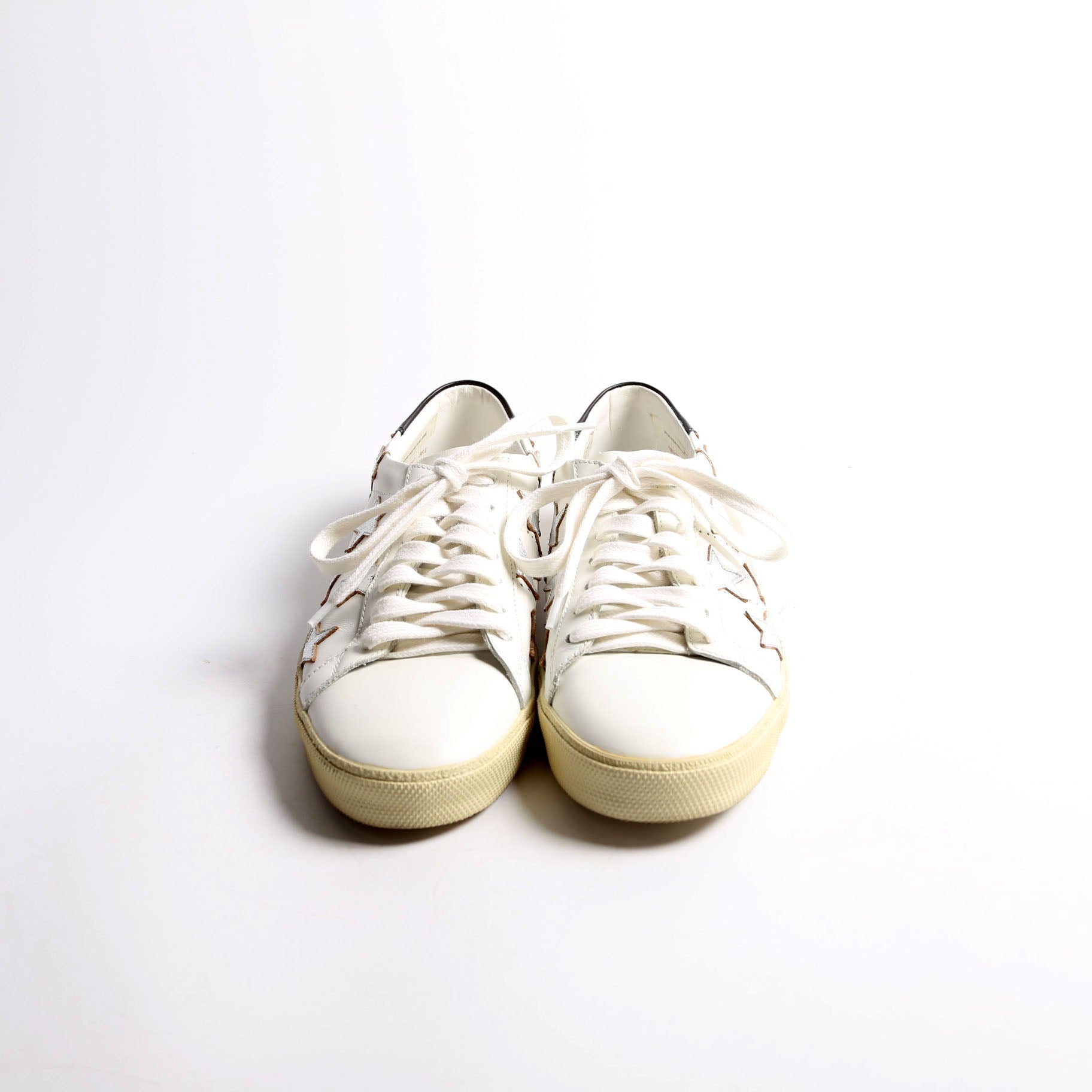 SAINT LAURENT Star Leather Sneakers Size 36.5 White