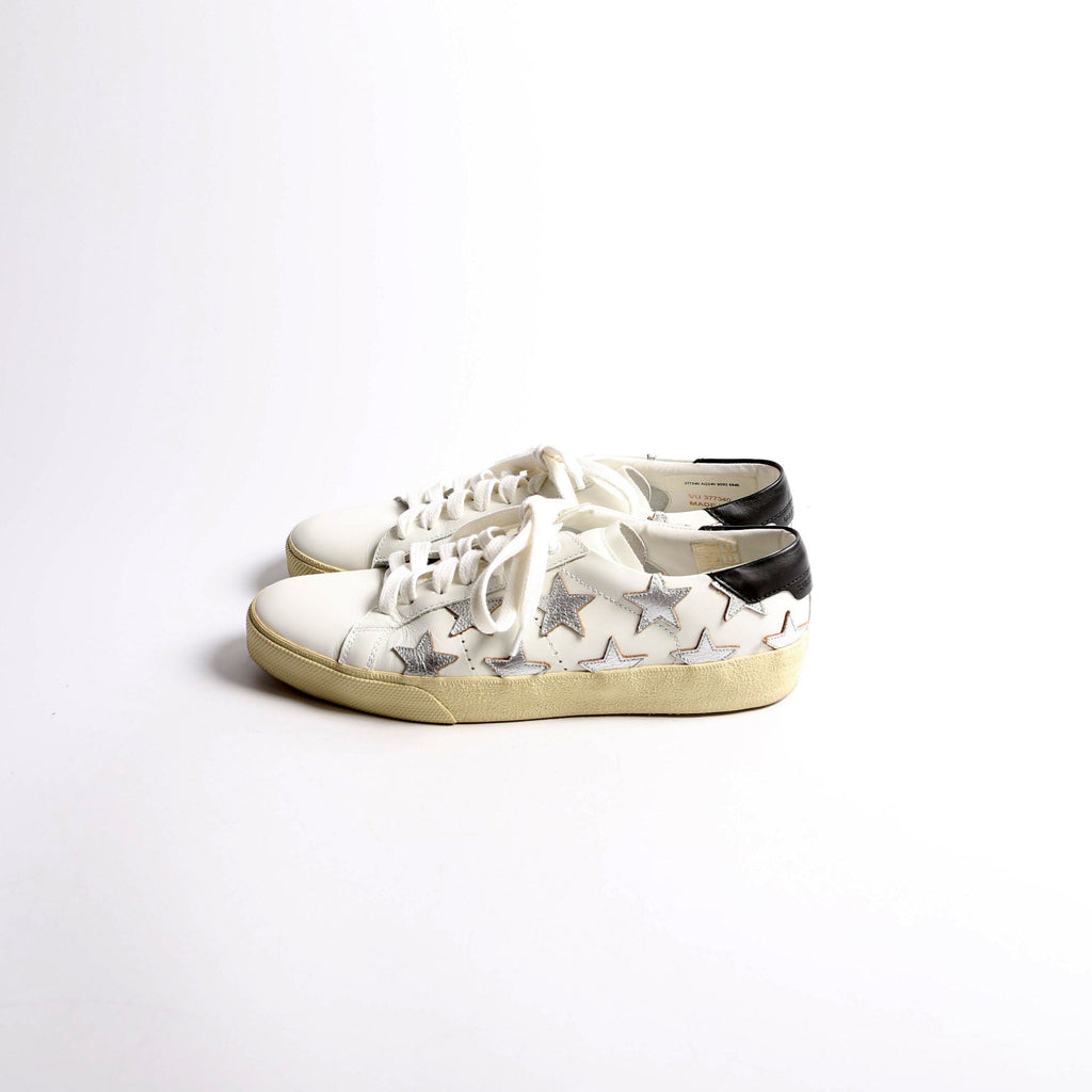 SAINT LAURENT Star Leather Sneakers Size 36.5 White
