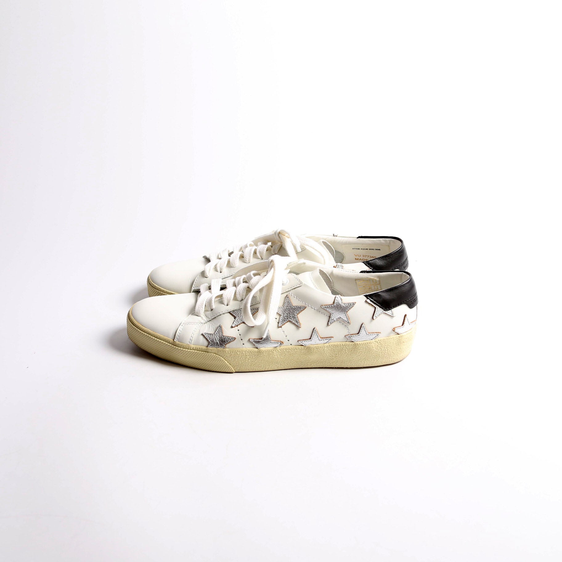 SAINT LAURENT Star Leather Sneakers Size 36.5 White