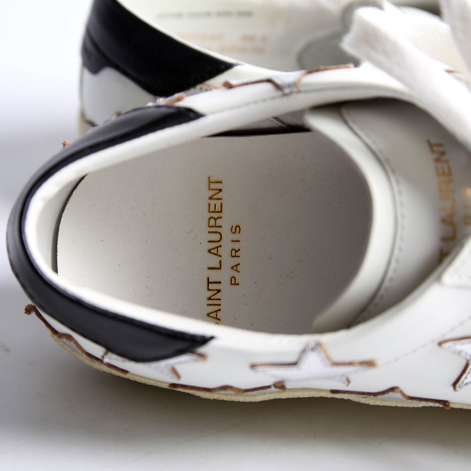 SAINT LAURENT Star Leather Sneakers Size 36.5 White