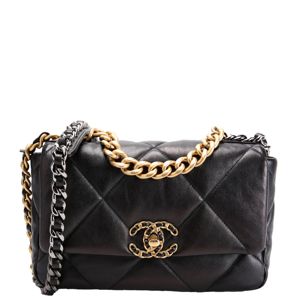 Quilted Lambskin 19 Small Flap RFID Black