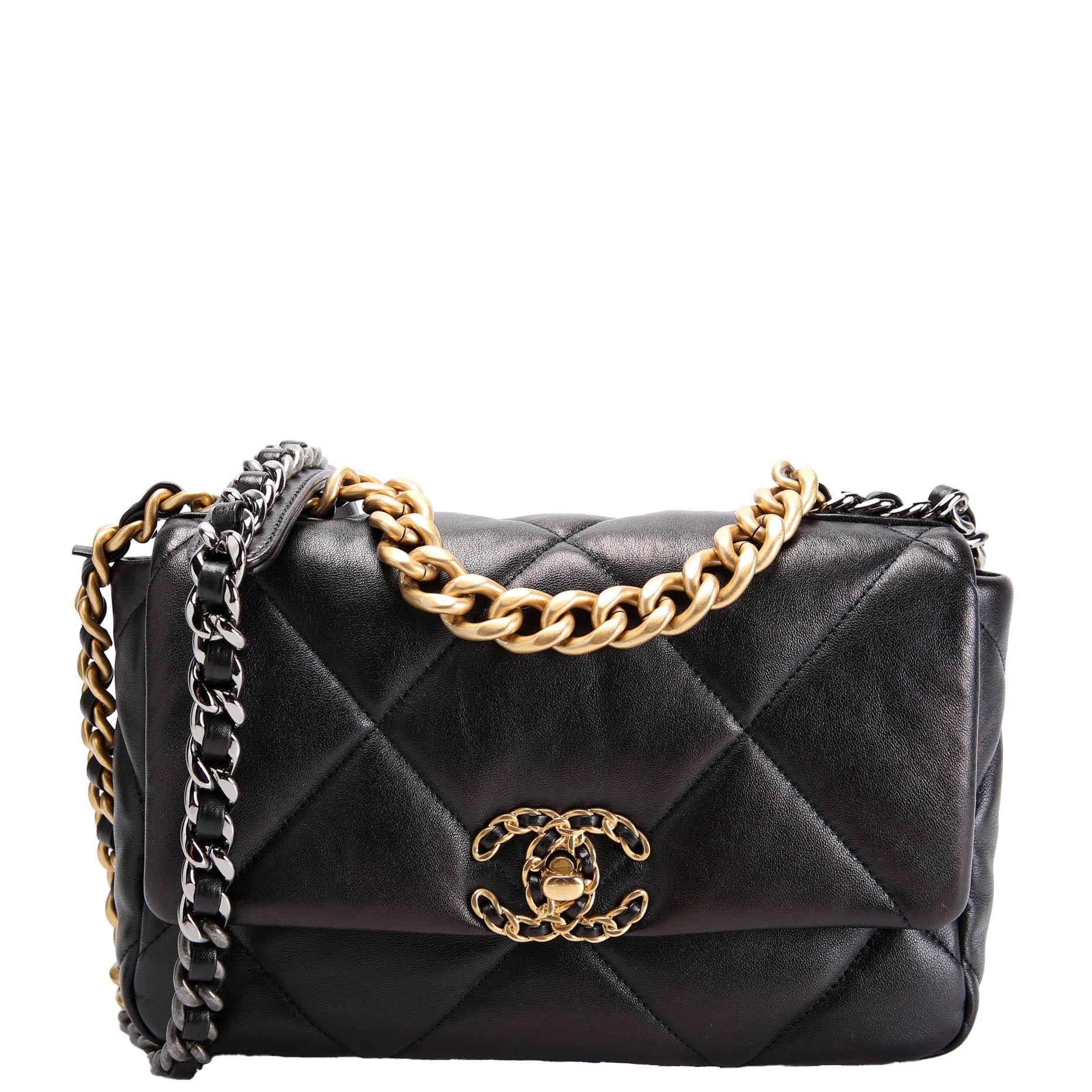 Quilted Lambskin 19 Small Flap RFID Black