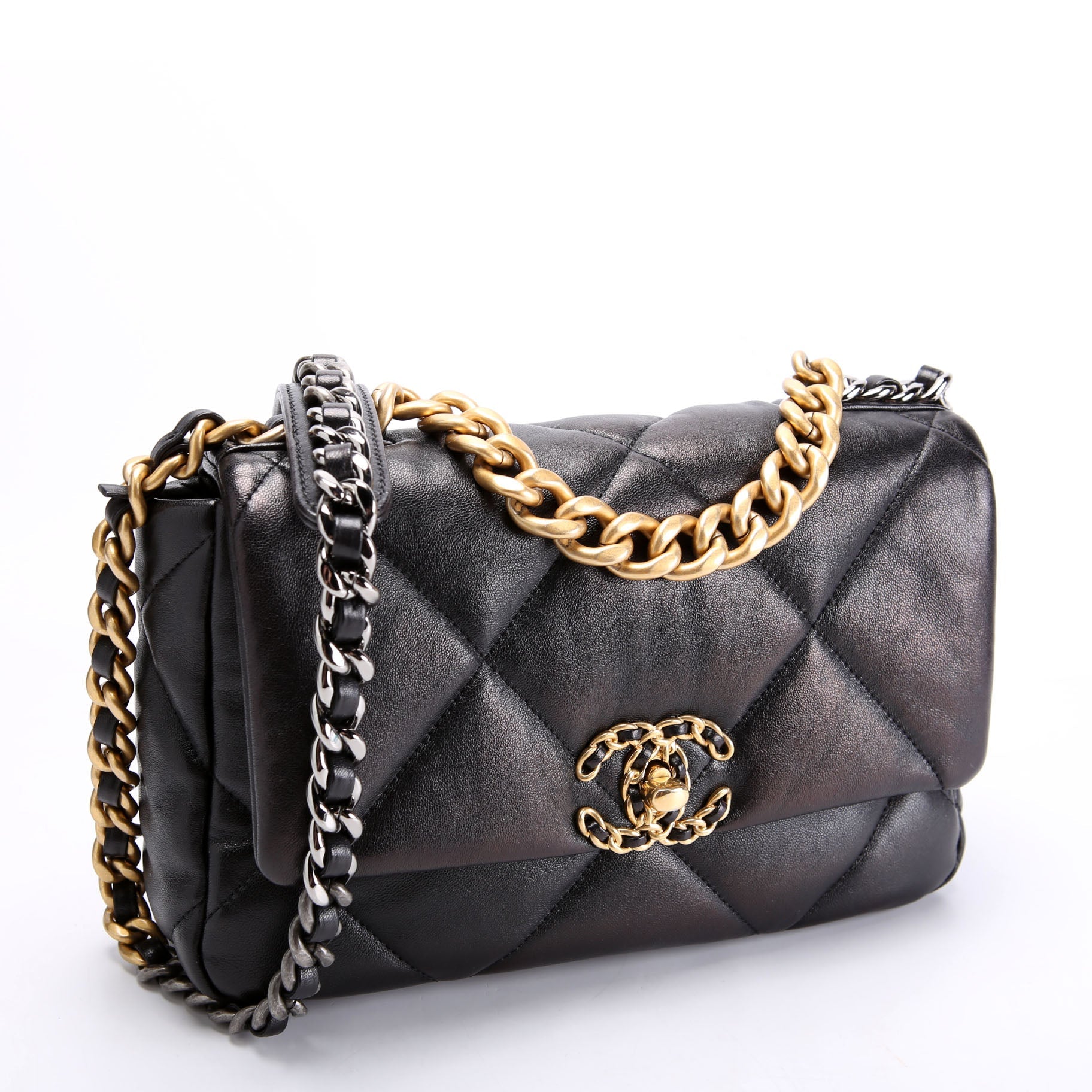 Quilted Lambskin 19 Small Flap RFID Black
