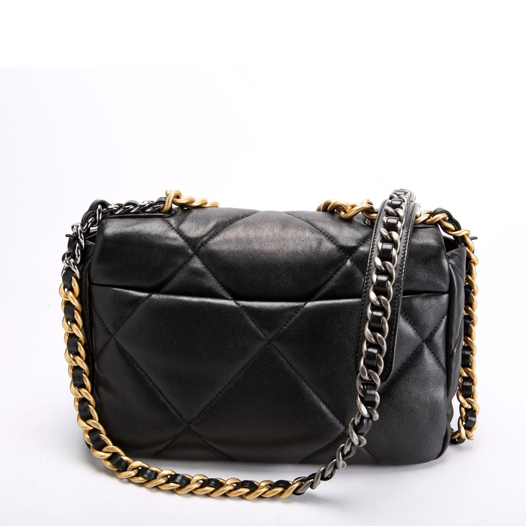 Quilted Lambskin 19 Small Flap RFID Black