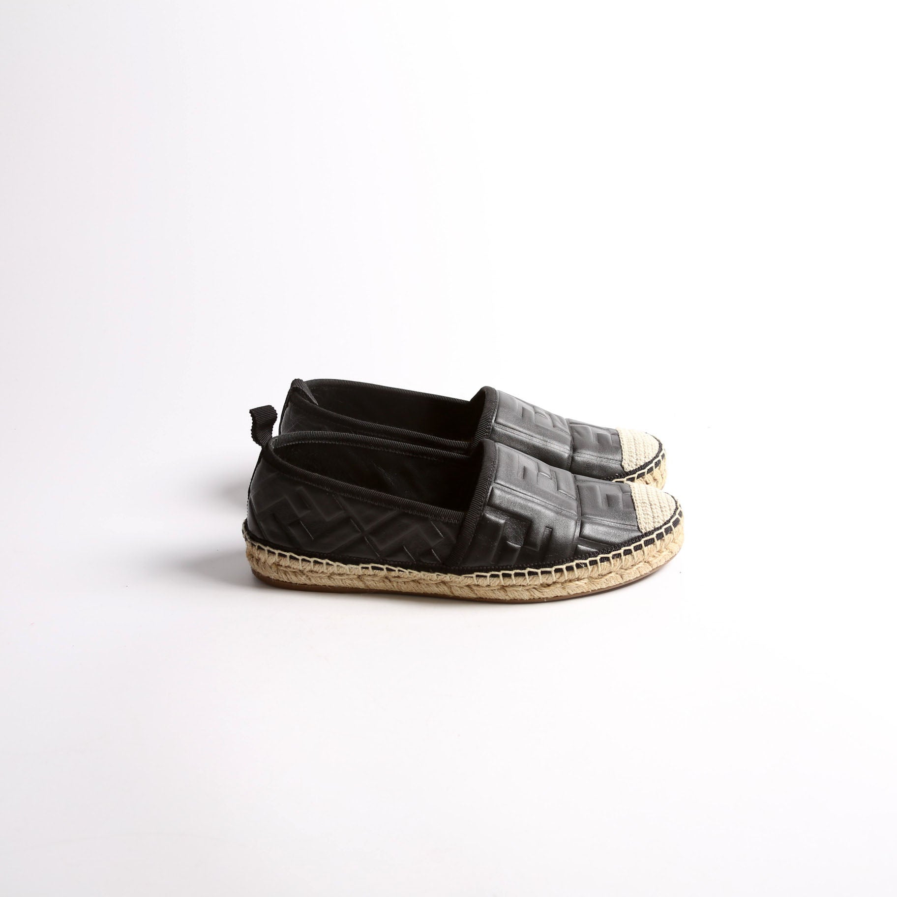 Fendi FF Embossed Espadrilles Size 36.5