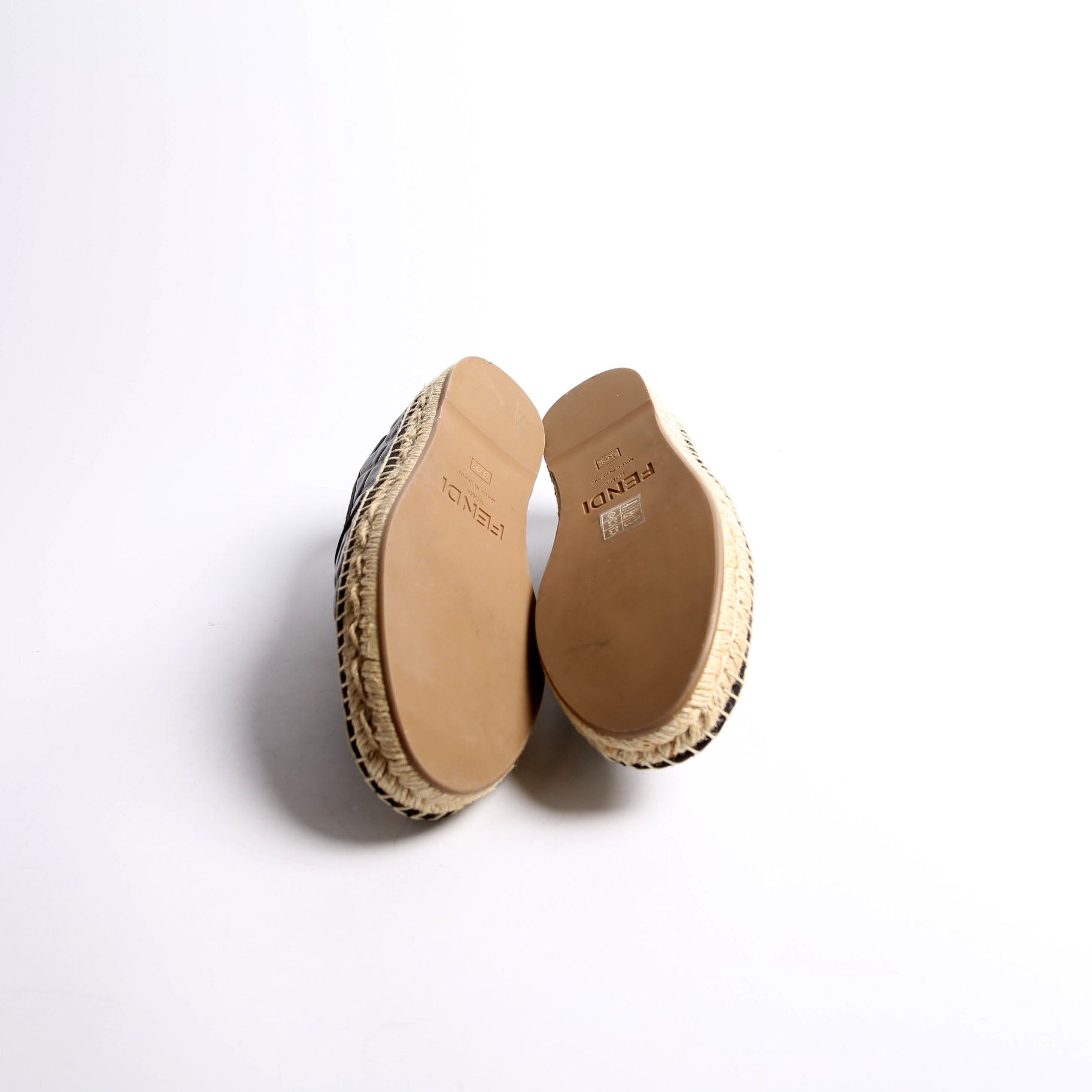 Fendi FF Embossed Espadrilles Size 36.5