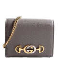 Gucci 570660 Zumi Leather Card Case With Chain Grey