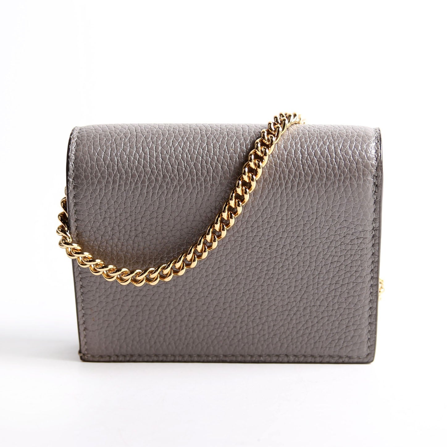 Gucci 570660 Zumi Leather Card Case With Chain Grey