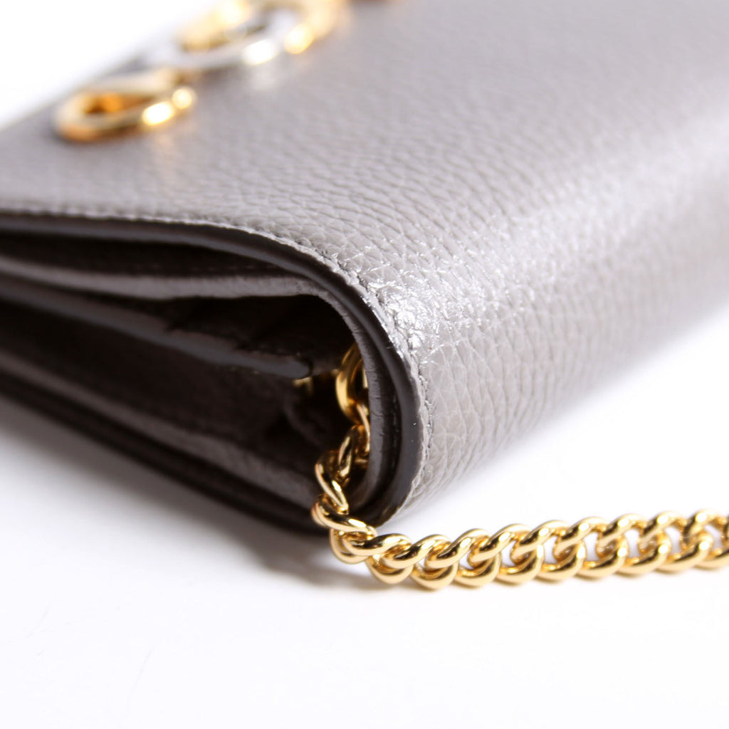 Gucci 570660 Zumi Leather Card Case With Chain Grey