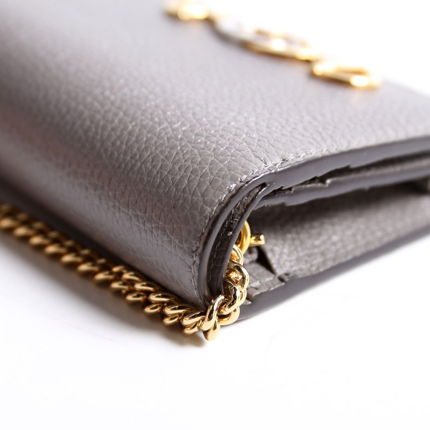 Gucci 570660 Zumi Leather Card Case With Chain Grey