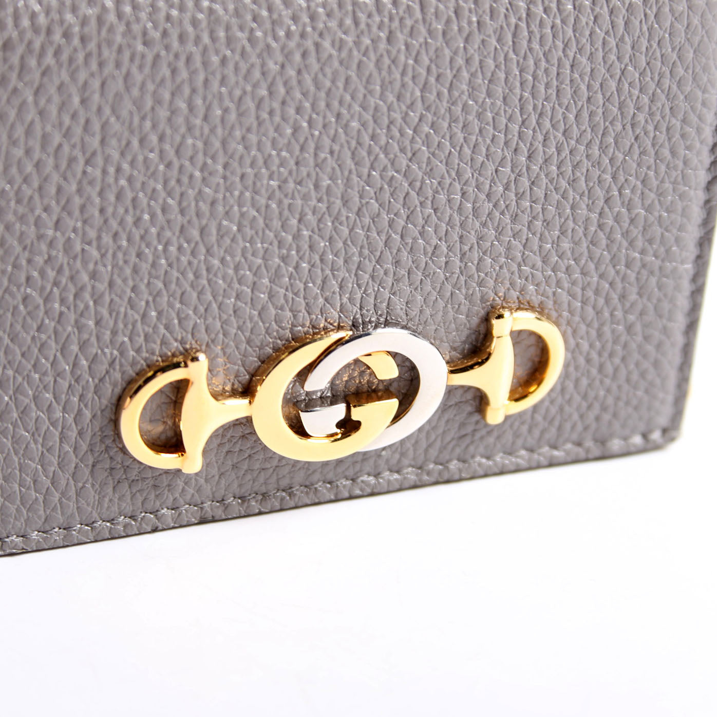 Gucci 570660 Zumi Leather Card Case With Chain Grey