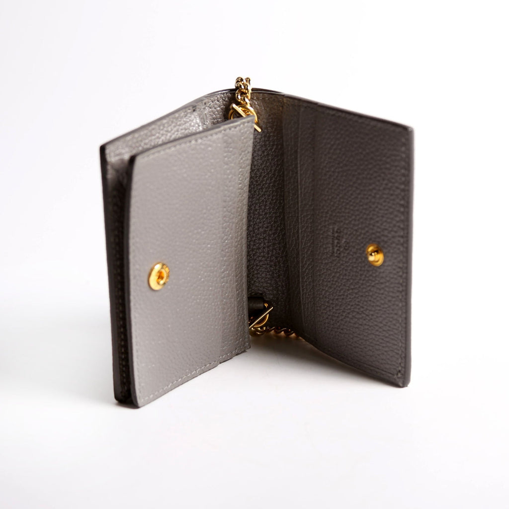 Gucci 570660 Zumi Leather Card Case With Chain Grey