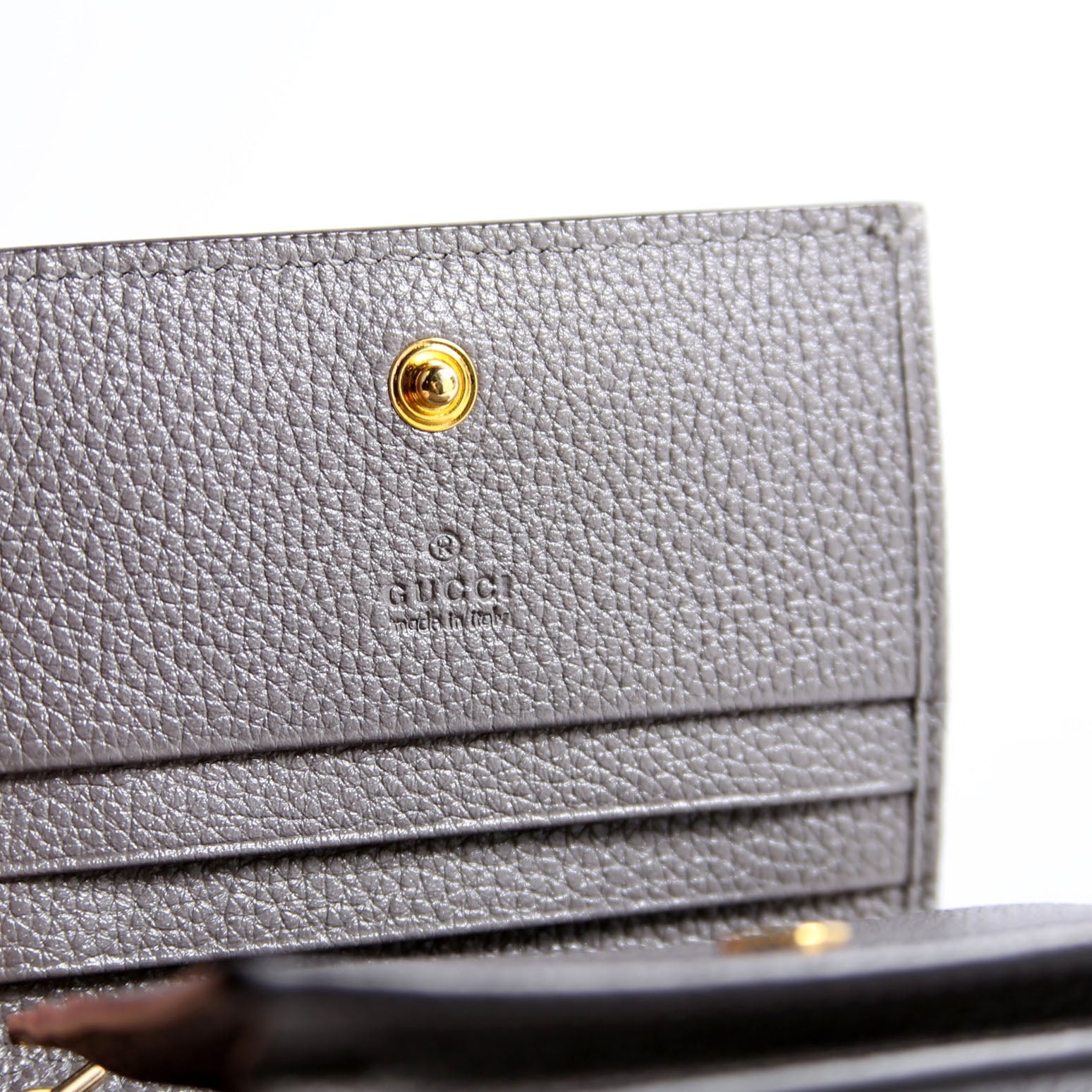 Gucci 570660 Zumi Leather Card Case With Chain Grey