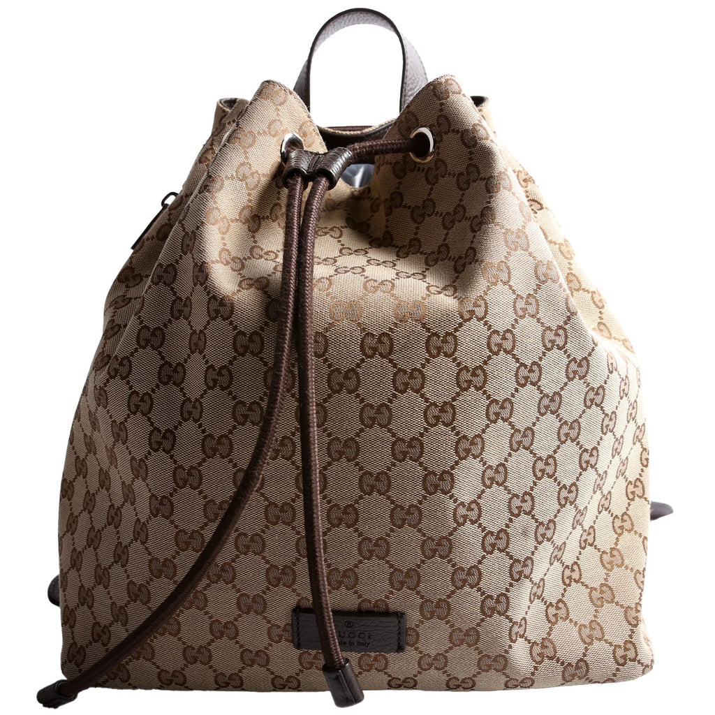 Gucci 449175 GG Canvas Drawstring Backpack Brown