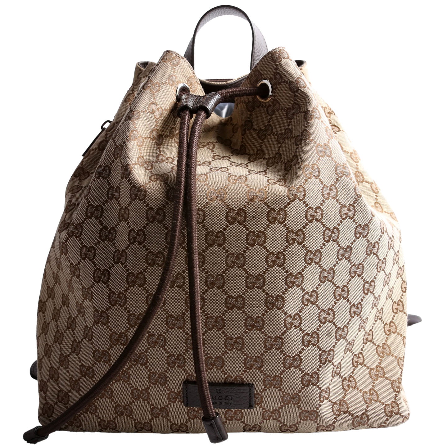 Gucci 449175 GG Canvas Drawstring Backpack Brown