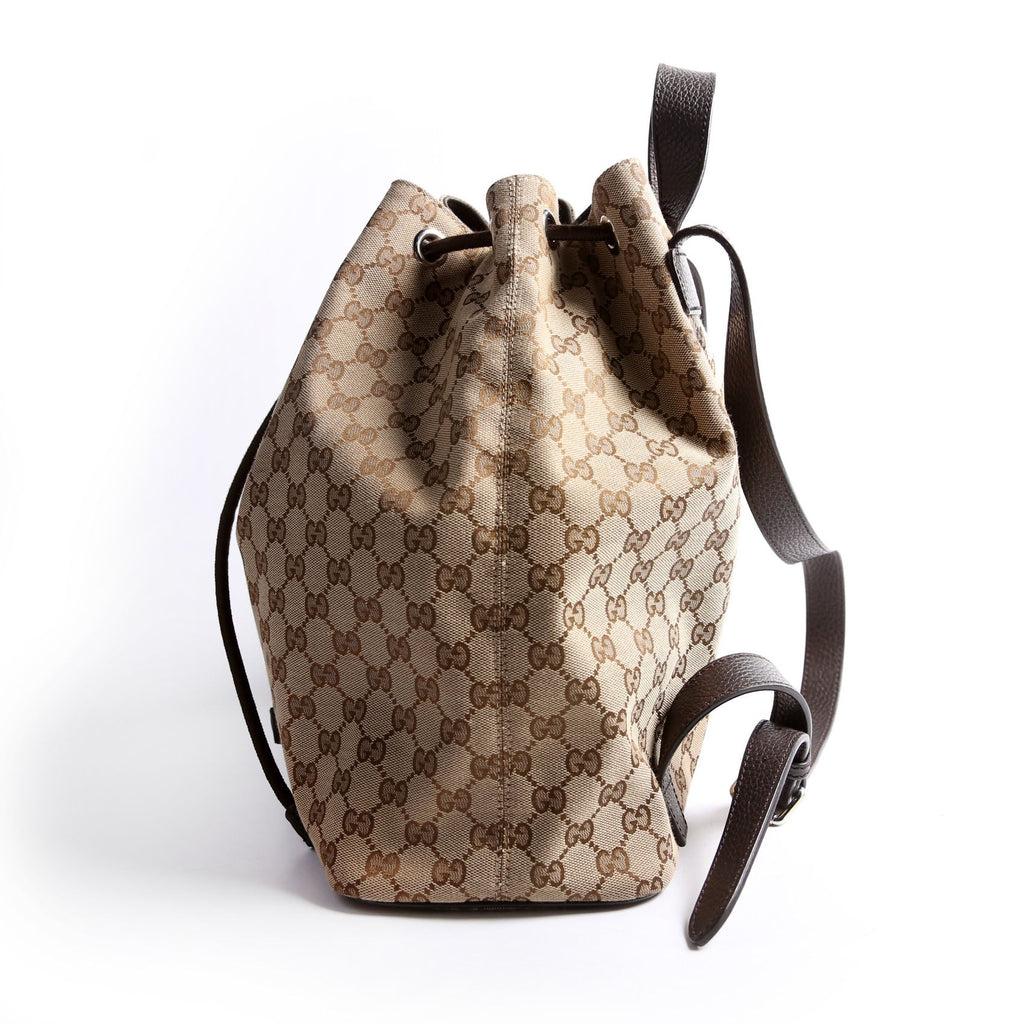 Gucci 449175 GG Canvas Drawstring Backpack Brown