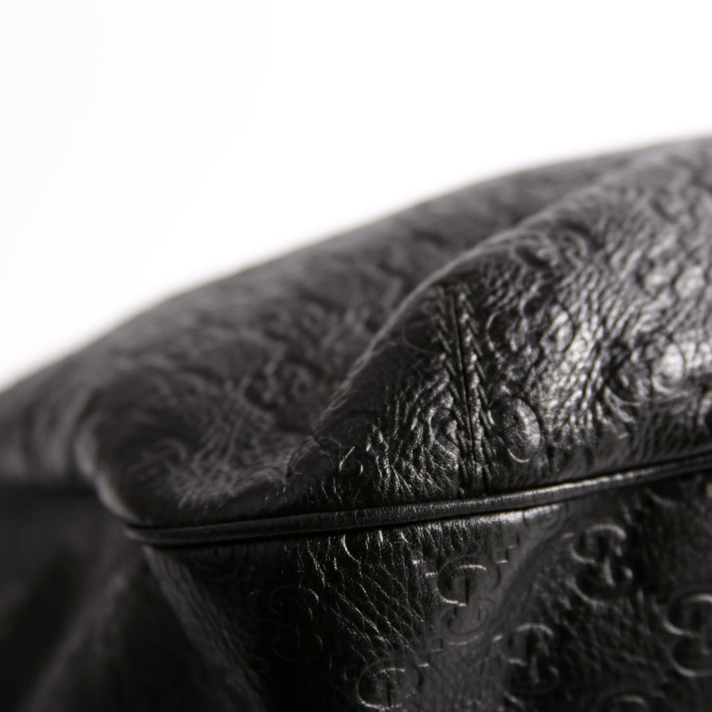 233604 GG Leather Large Hobo Black