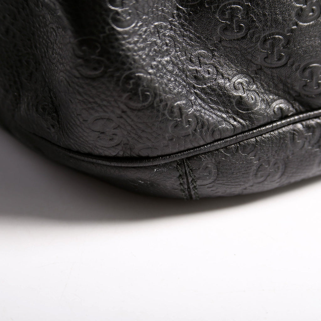 233604 GG Leather Large Hobo Black