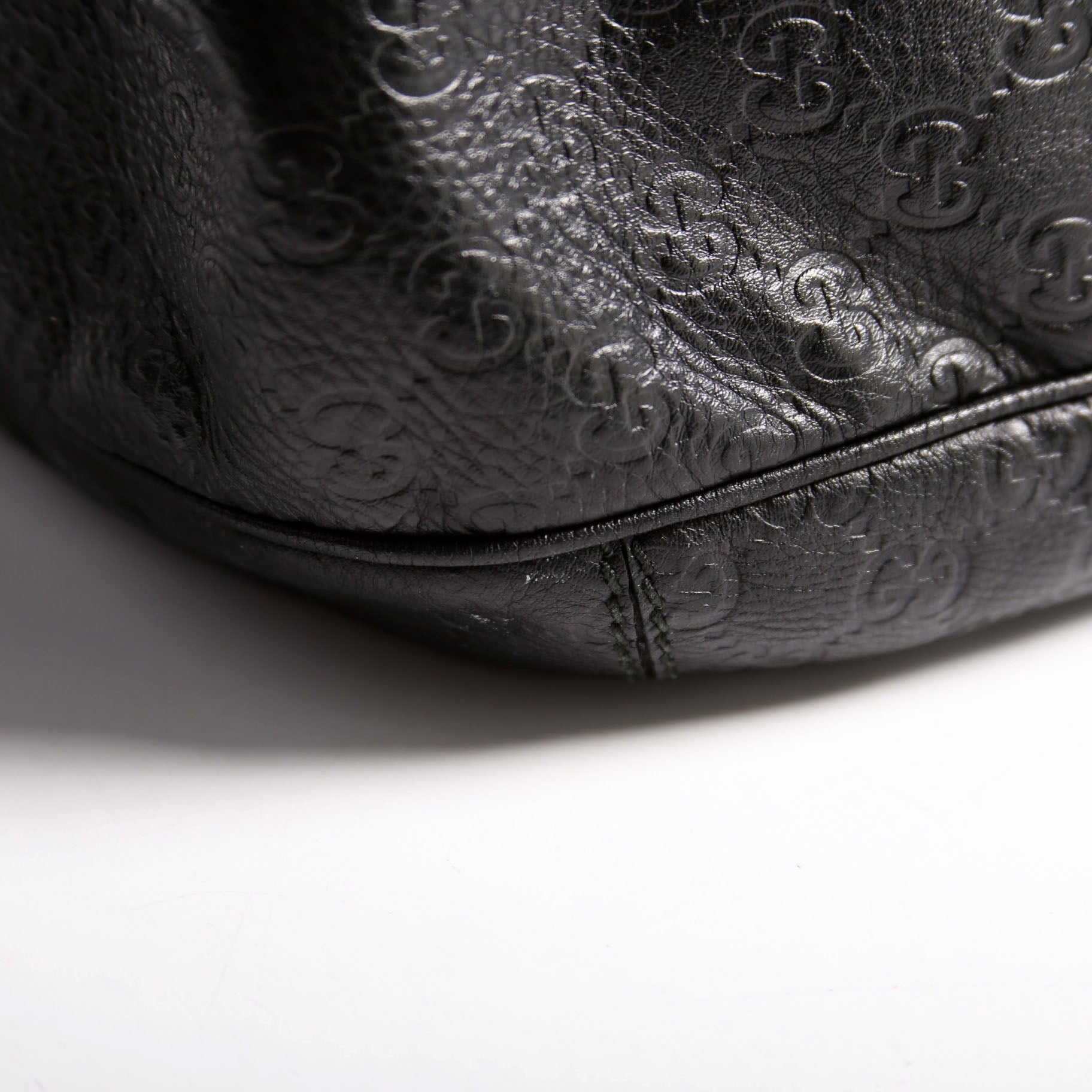 233604 GG Leather Large Hobo Black