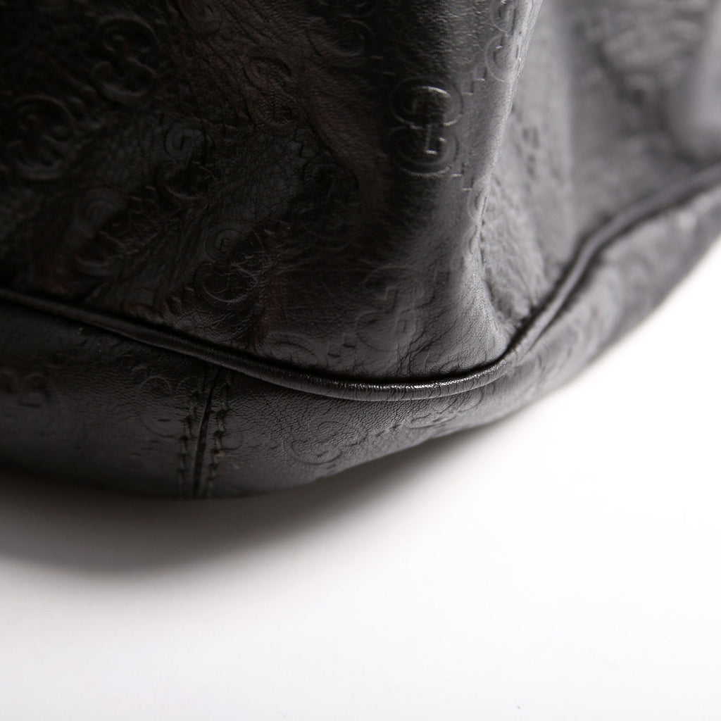 233604 GG Leather Large Hobo Black