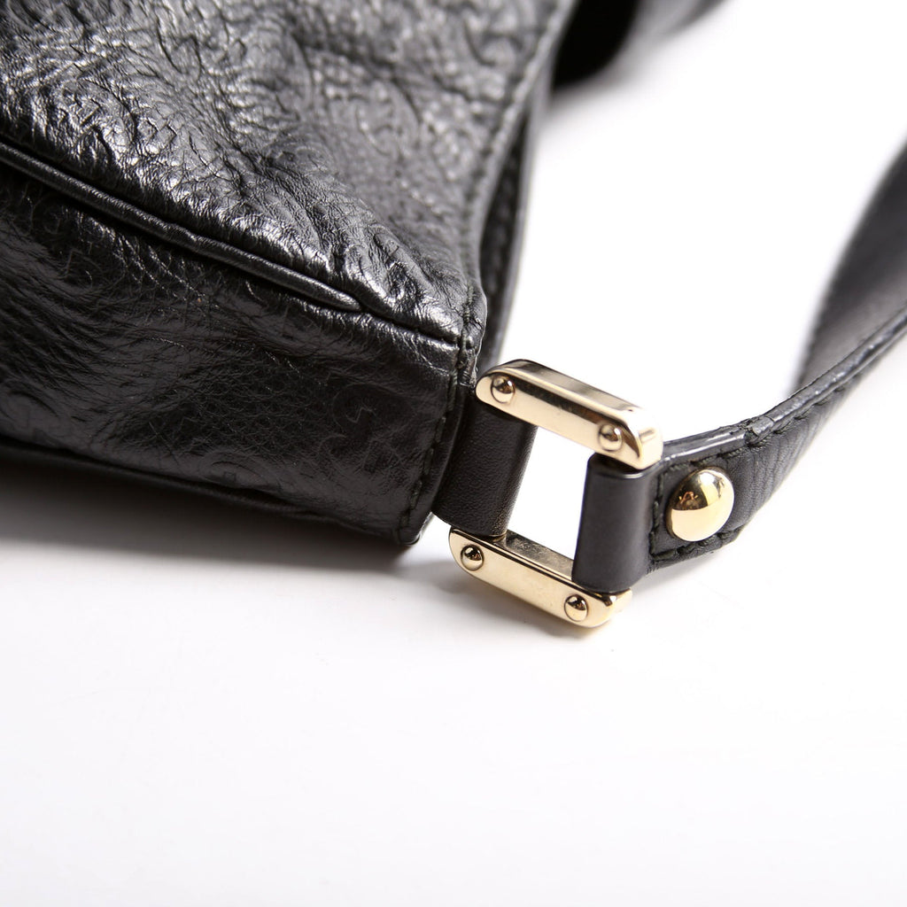 233604 GG Leather Large Hobo Black