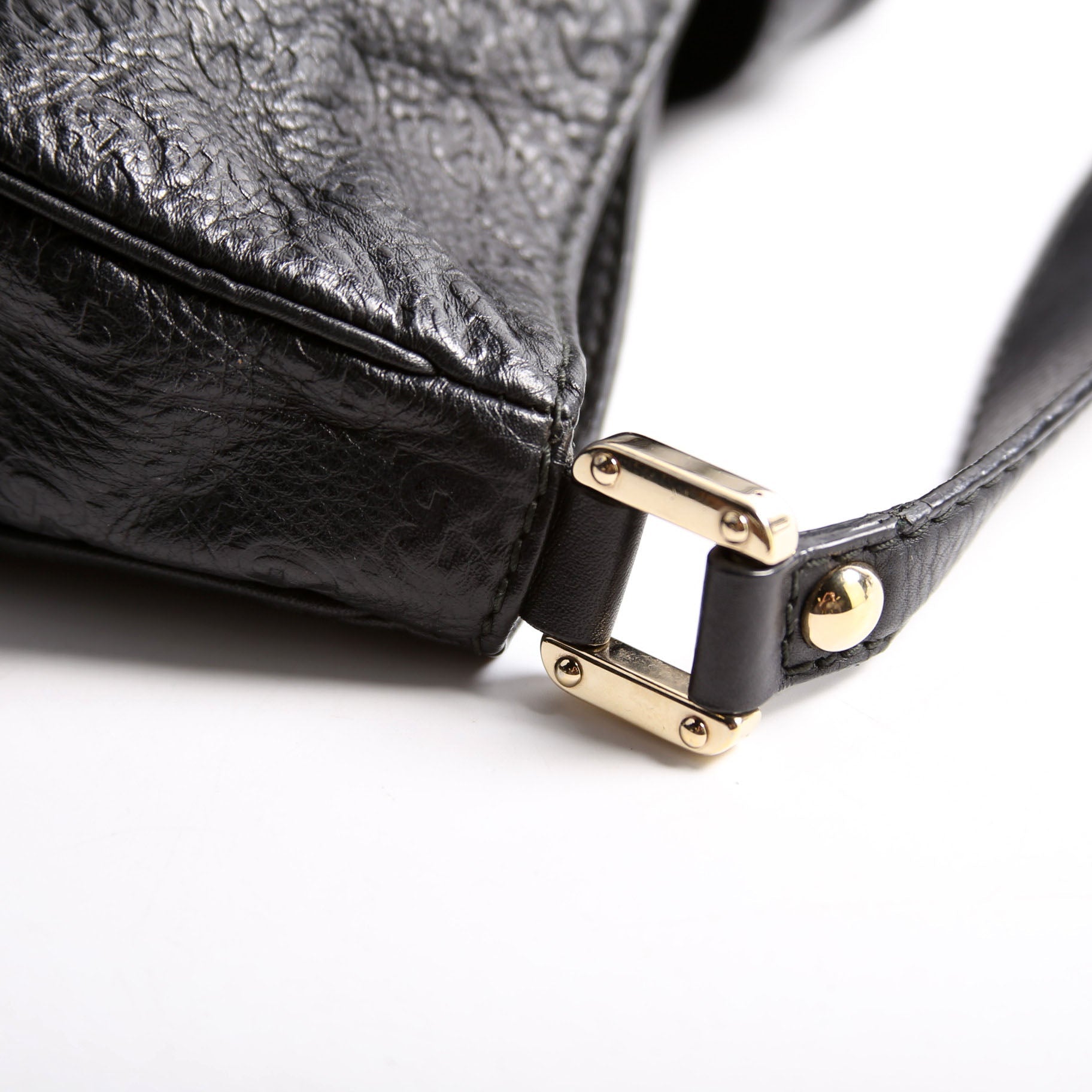 233604 GG Leather Large Hobo Black