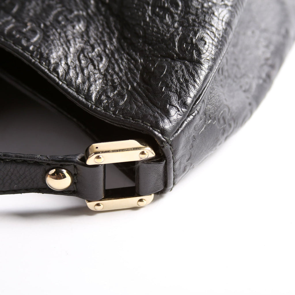 233604 GG Leather Large Hobo Black