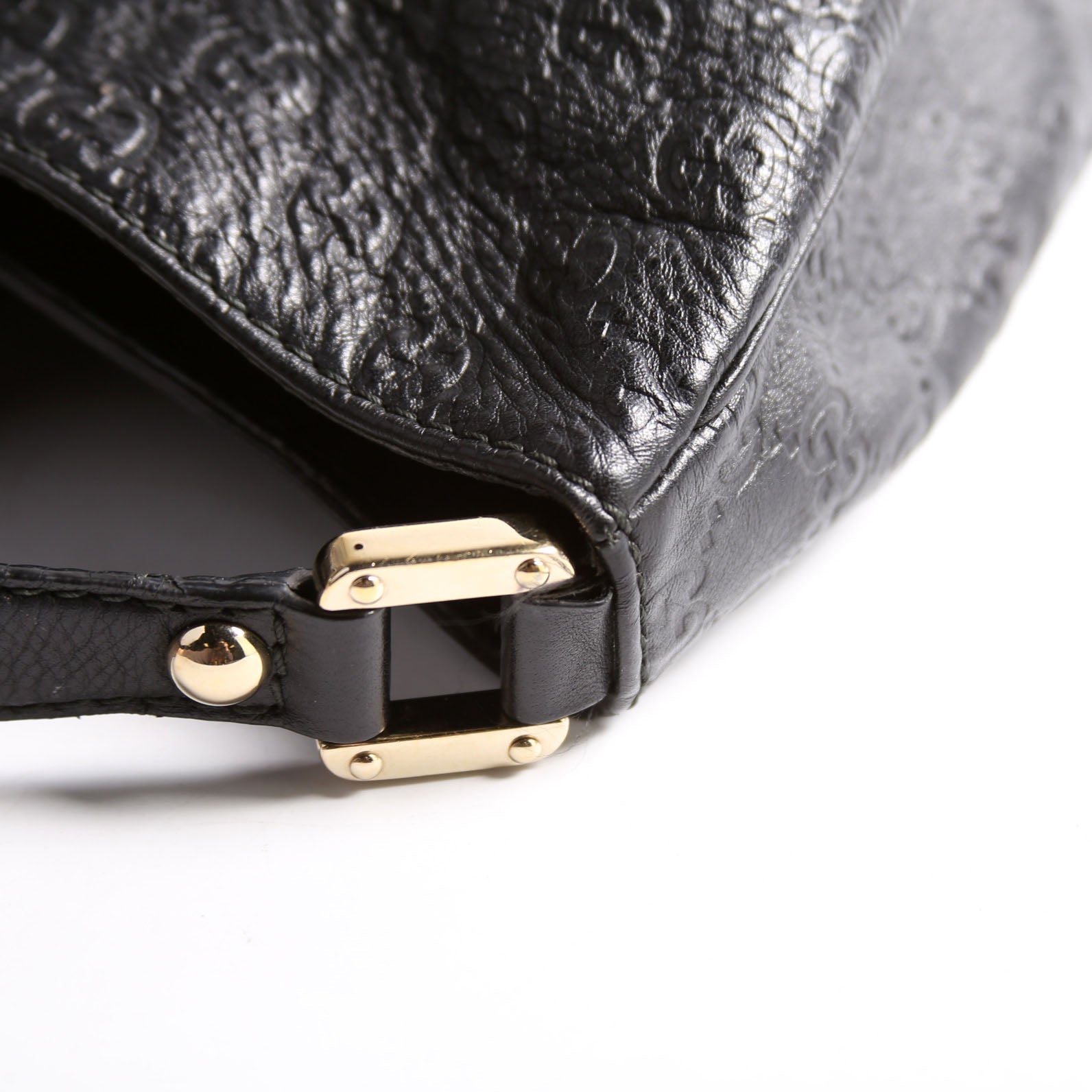233604 GG Leather Large Hobo Black
