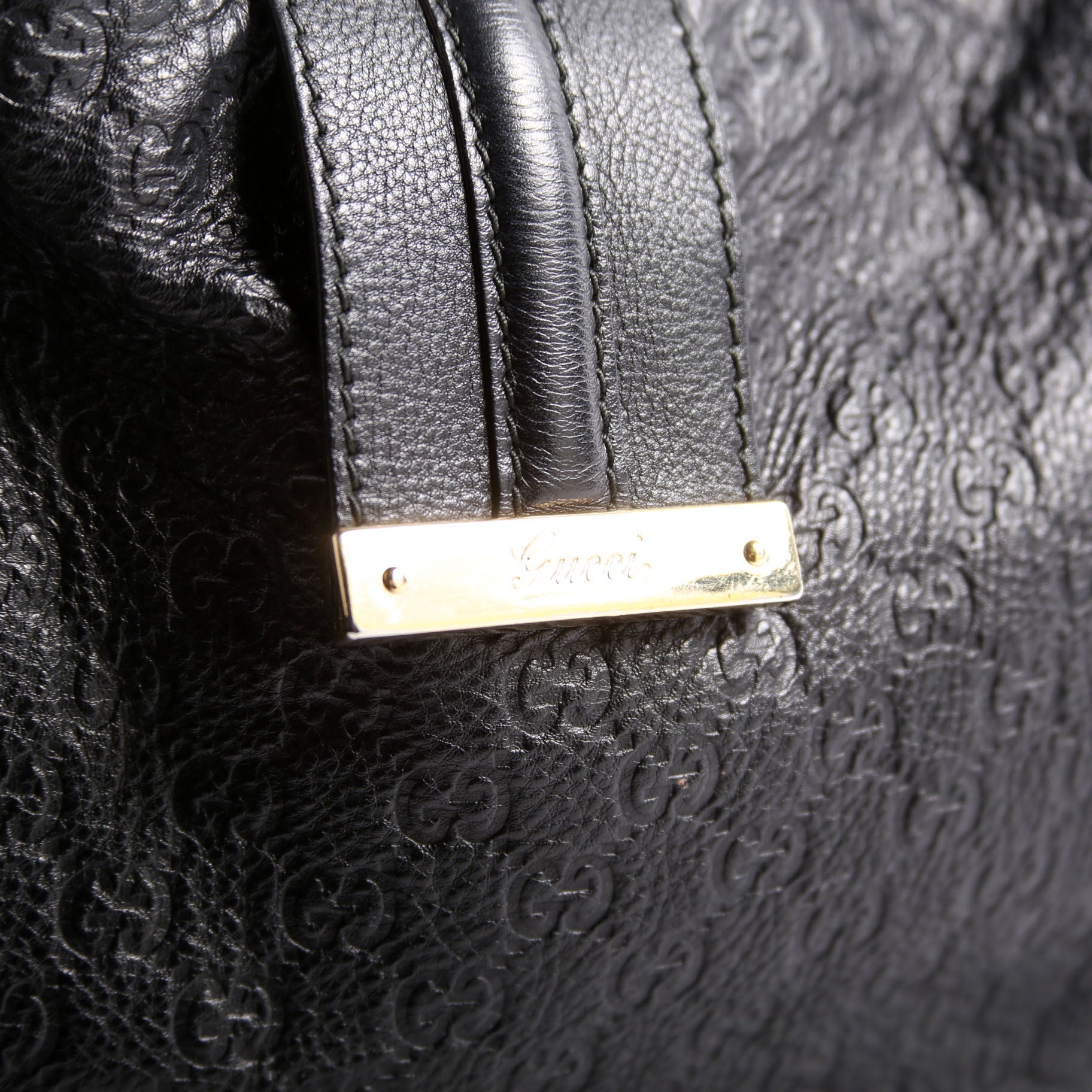 233604 GG Leather Large Hobo Black