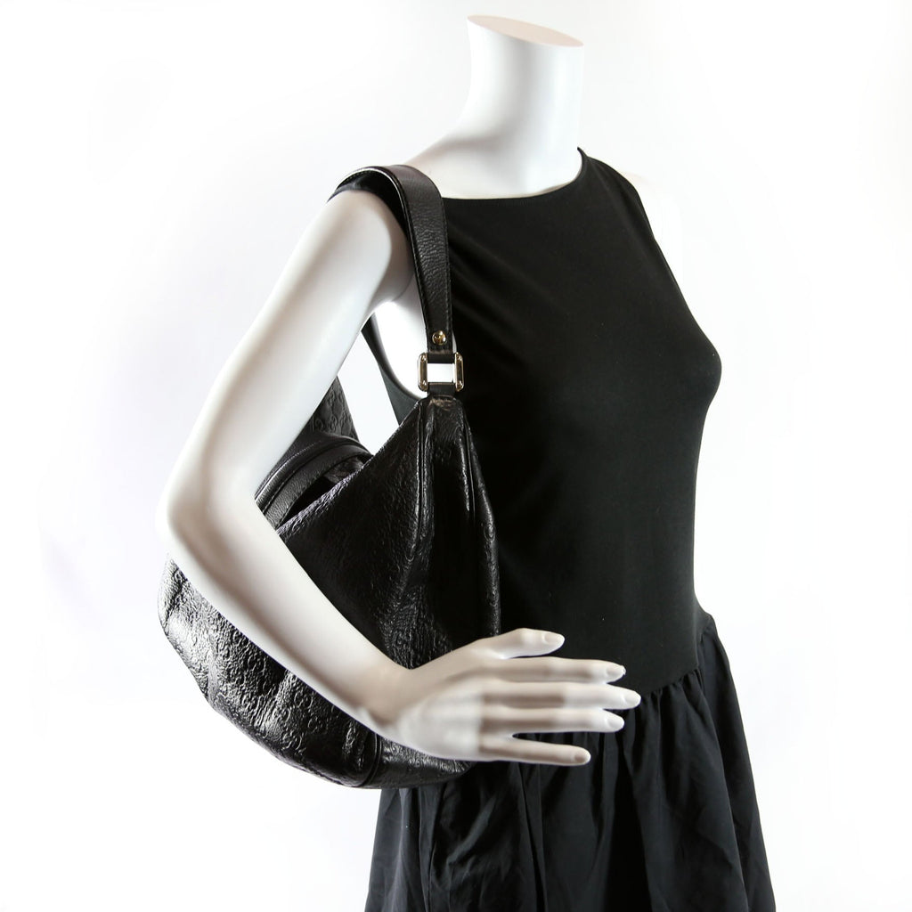 233604 GG Leather Large Hobo Black