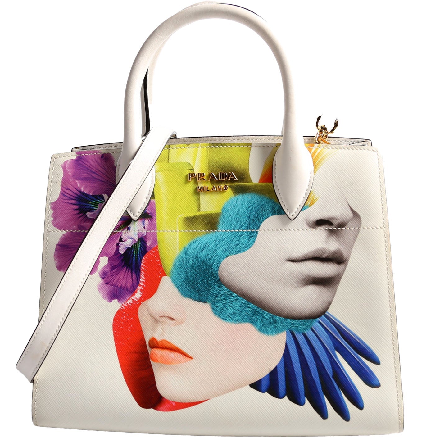 1BA050 Bibliotheque Saffiano White/Multicolor