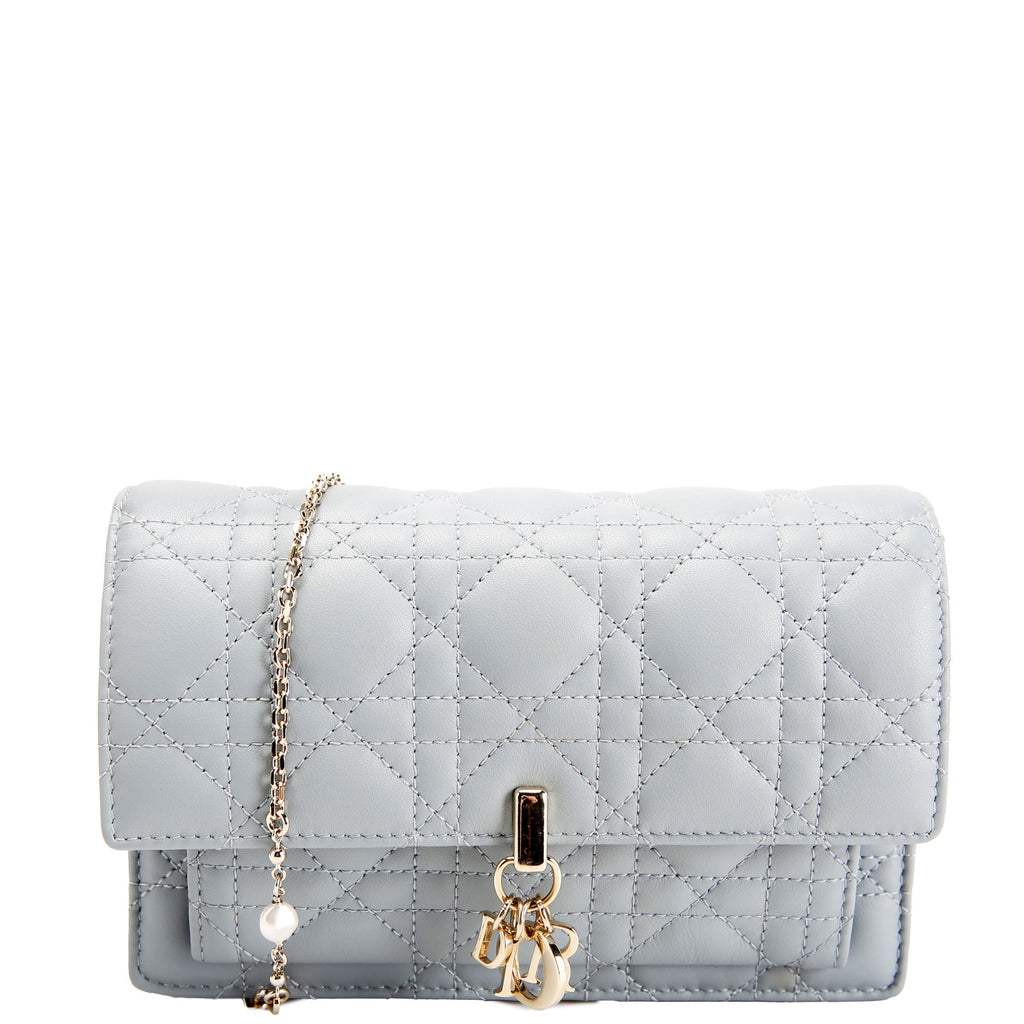 My Dior Daily Pouch With Chain Lambskin Cannage Blue