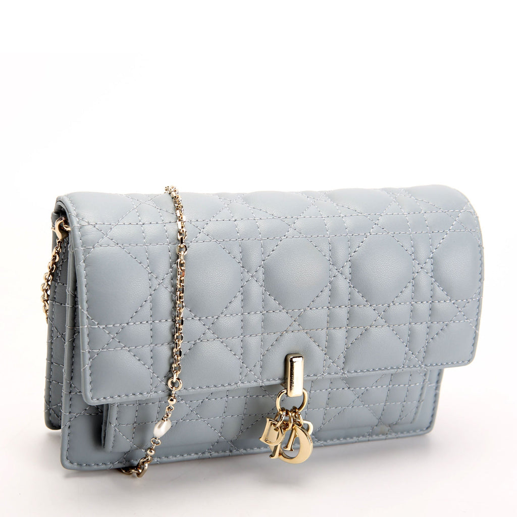 My Dior Daily Pouch With Chain Lambskin Cannage Blue