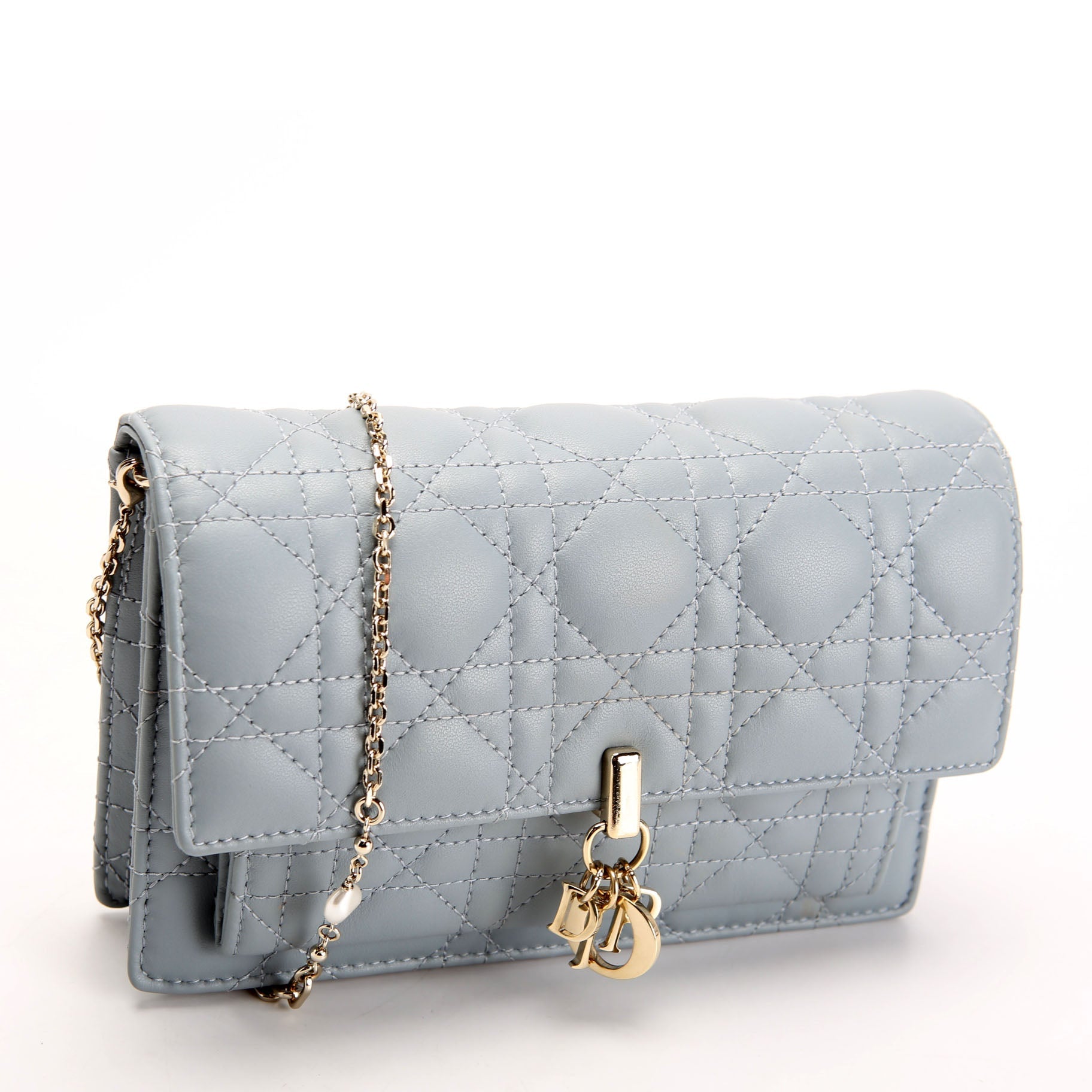 My Dior Daily Pouch With Chain Lambskin Cannage Blue