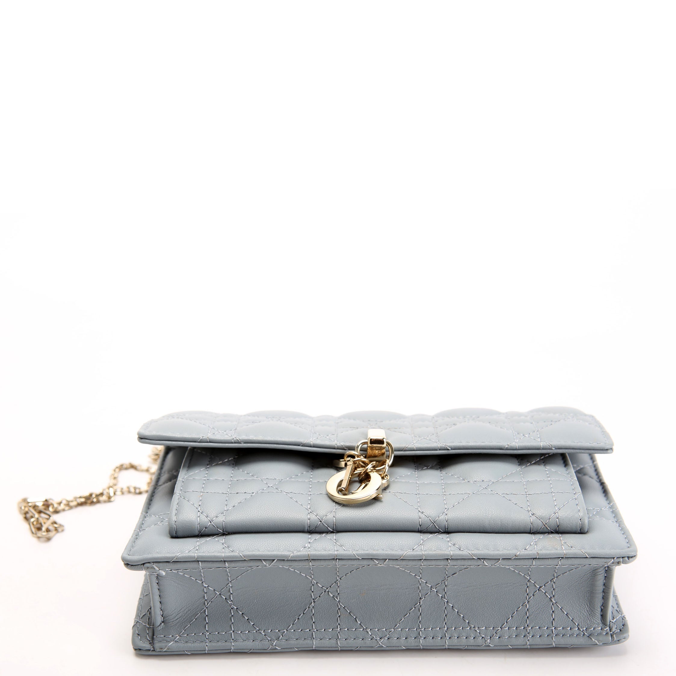 My Dior Daily Pouch With Chain Lambskin Cannage Blue