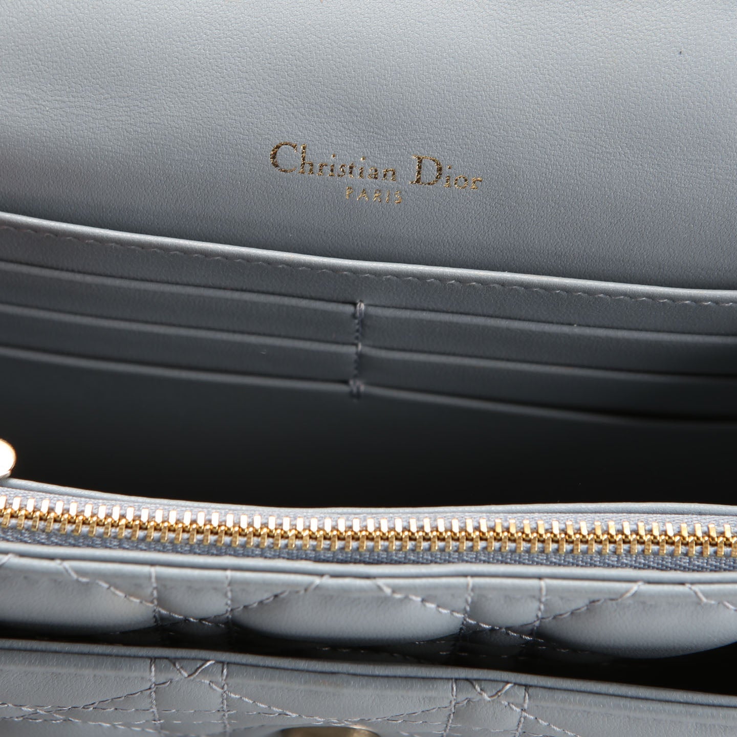 My Dior Daily Pouch With Chain Lambskin Cannage Blue