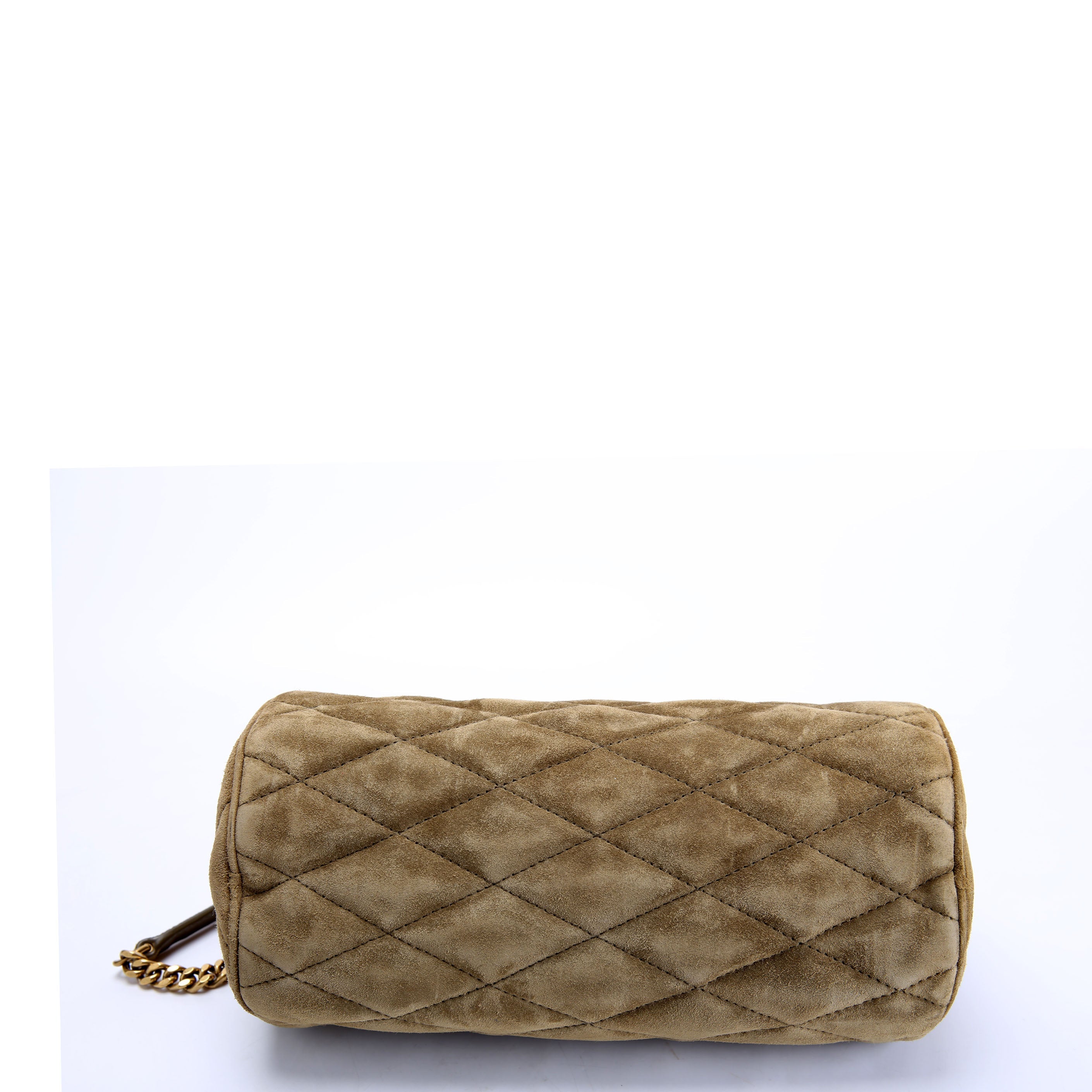 SAINT LAURENT 712706 Quilted Suede Sade Small Tube Bag Green
