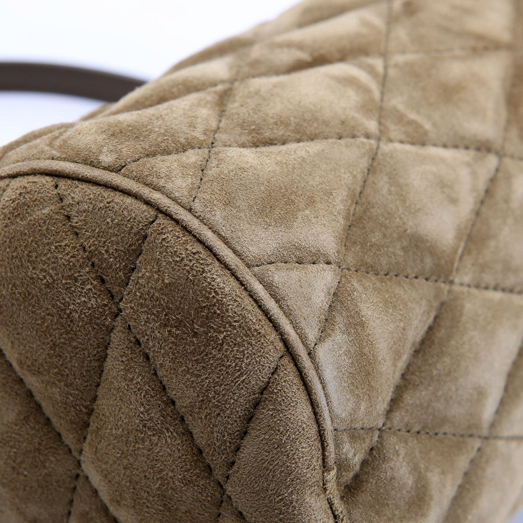 SAINT LAURENT 712706 Quilted Suede Sade Small Tube Bag Green