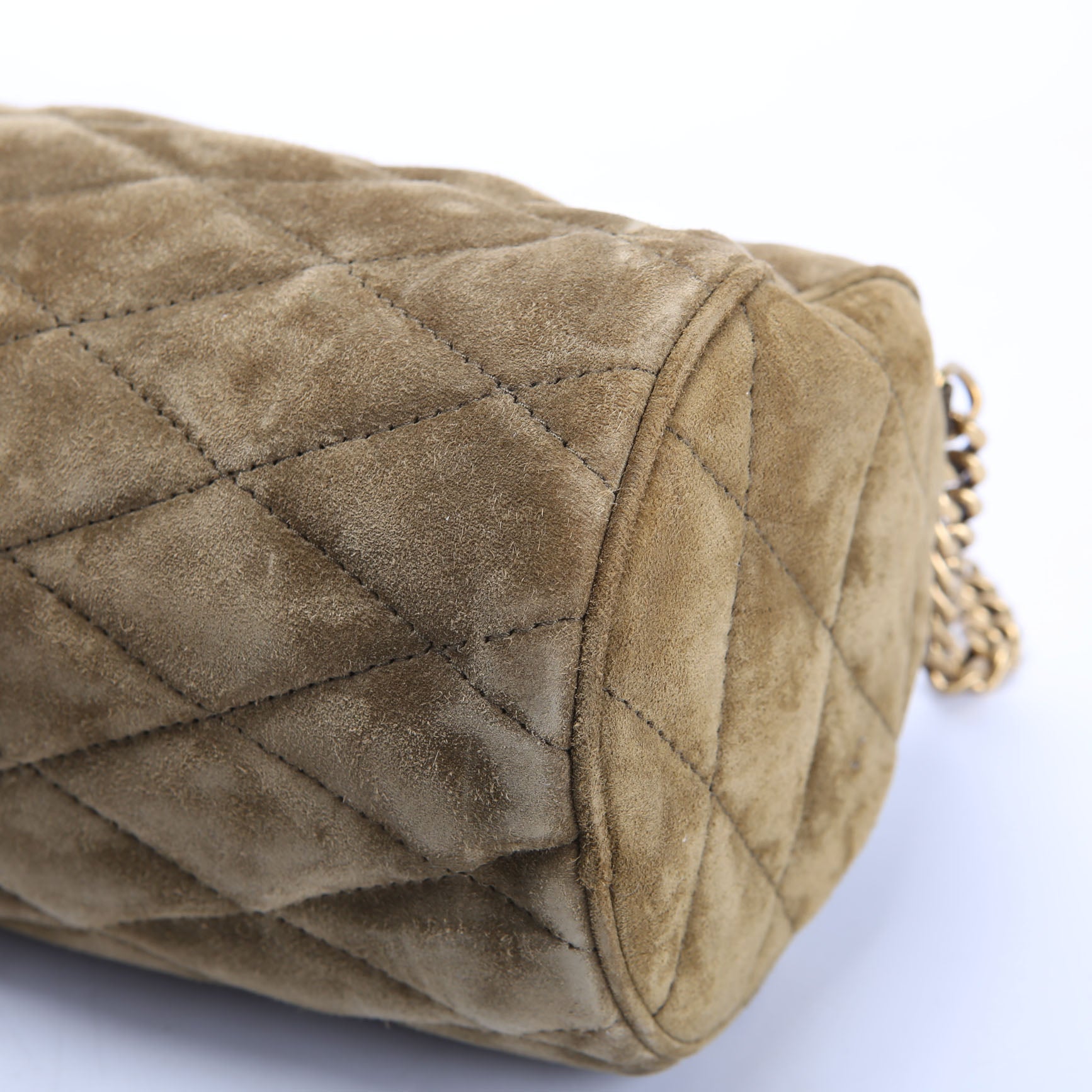 SAINT LAURENT 712706 Quilted Suede Sade Small Tube Bag Green