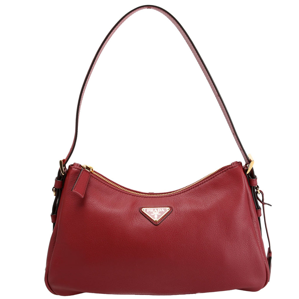 Prada Aimee Shoulder Bag soft Calfskin Medium Burgundy/Black