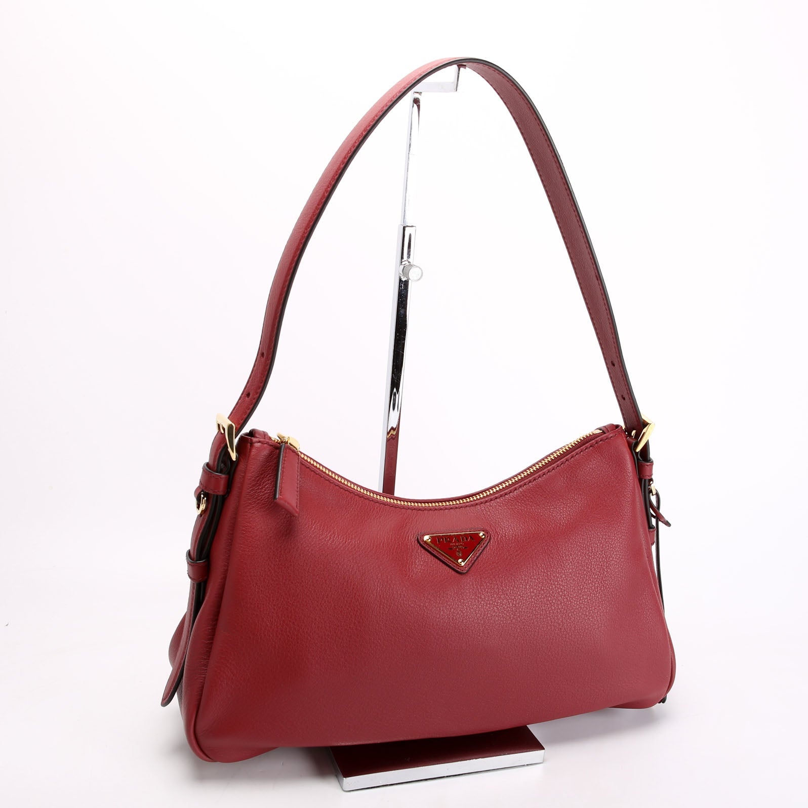 Prada Aimee Shoulder Bag soft Calfskin Medium Burgundy/Black