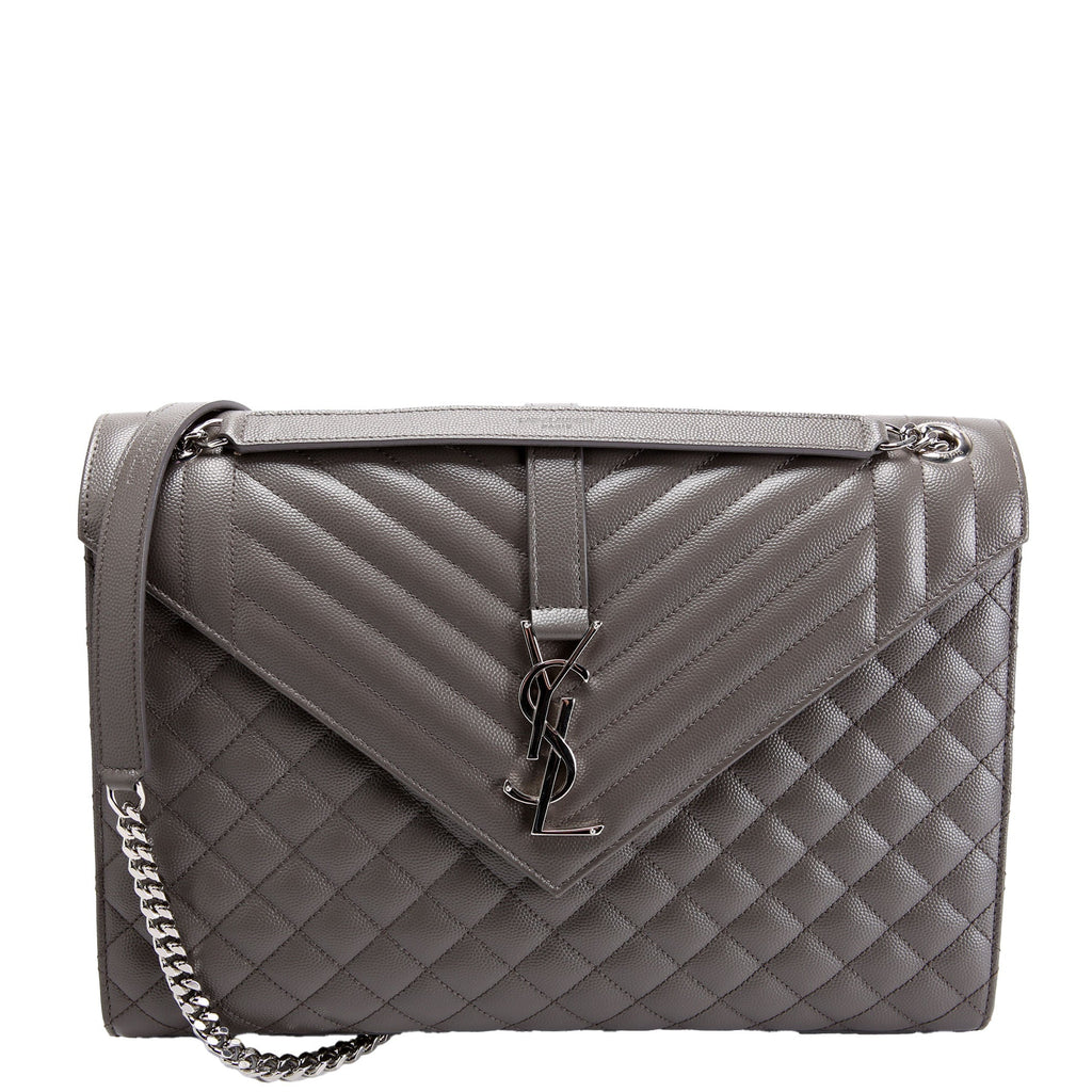 SAINT LAURENT Envelope Large Triquilt 487198 Grey