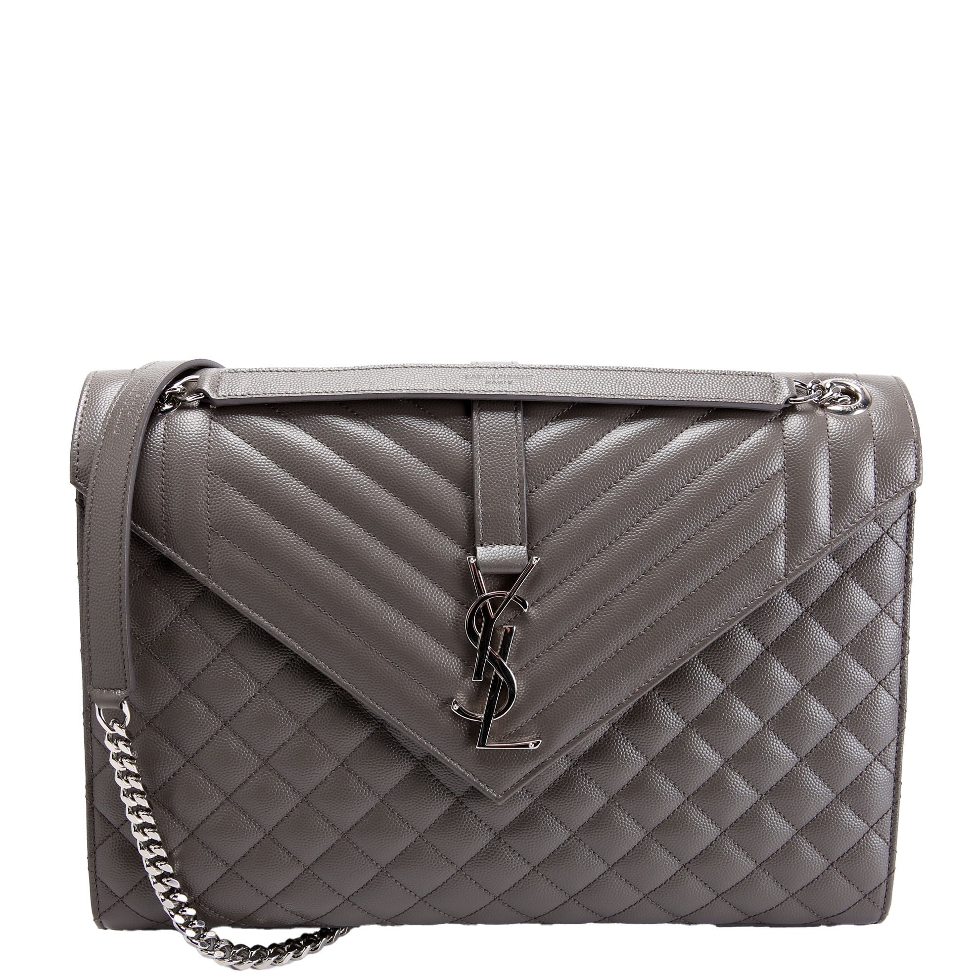 SAINT LAURENT Envelope Large Triquilt 487198 Grey