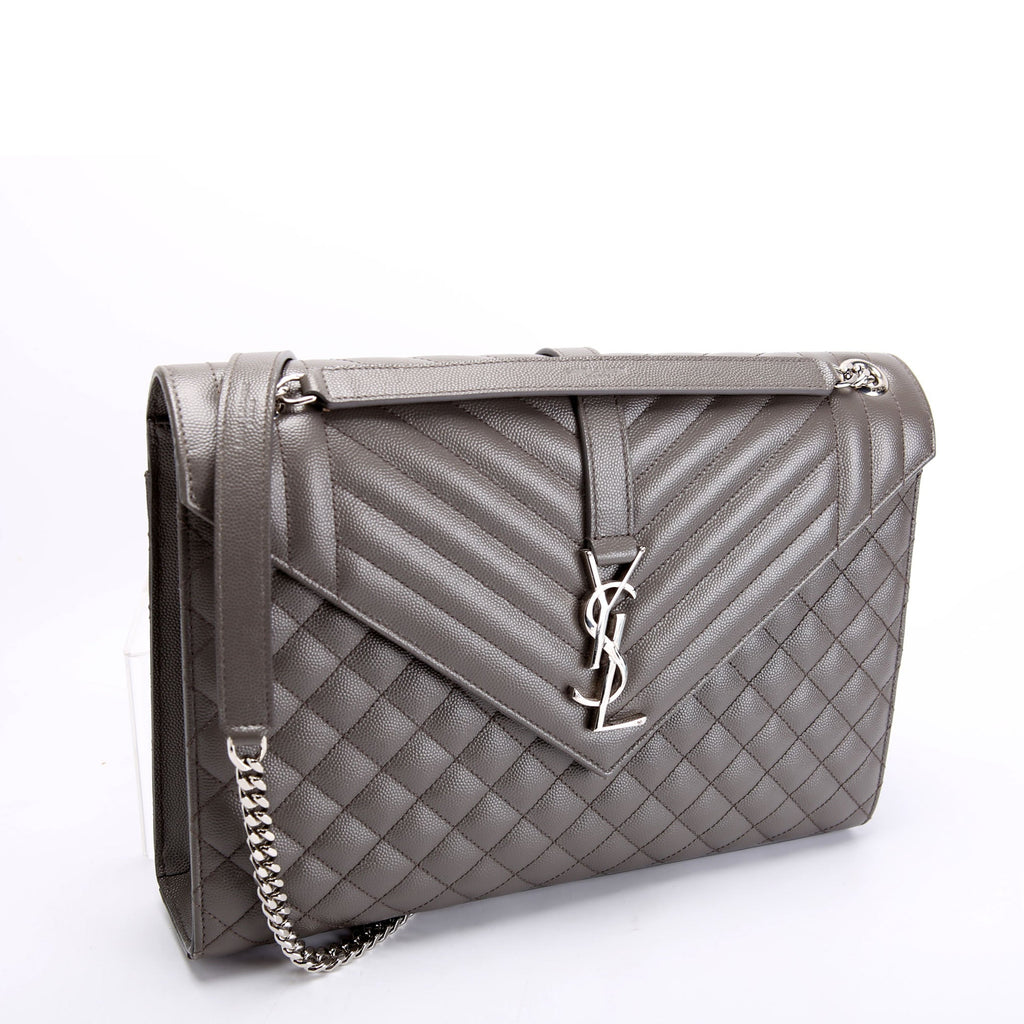 SAINT LAURENT Envelope Large Triquilt 487198 Grey