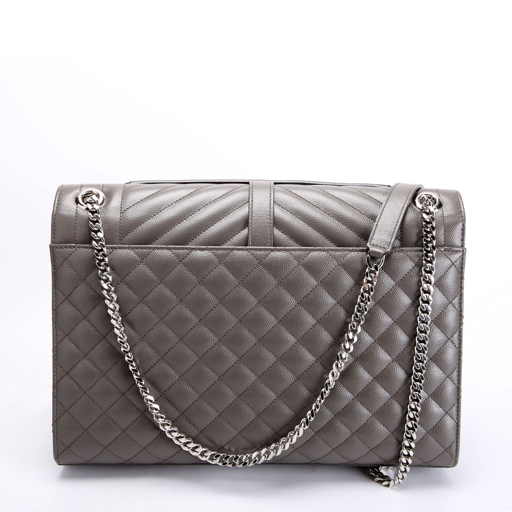 SAINT LAURENT Envelope Large Triquilt 487198 Grey