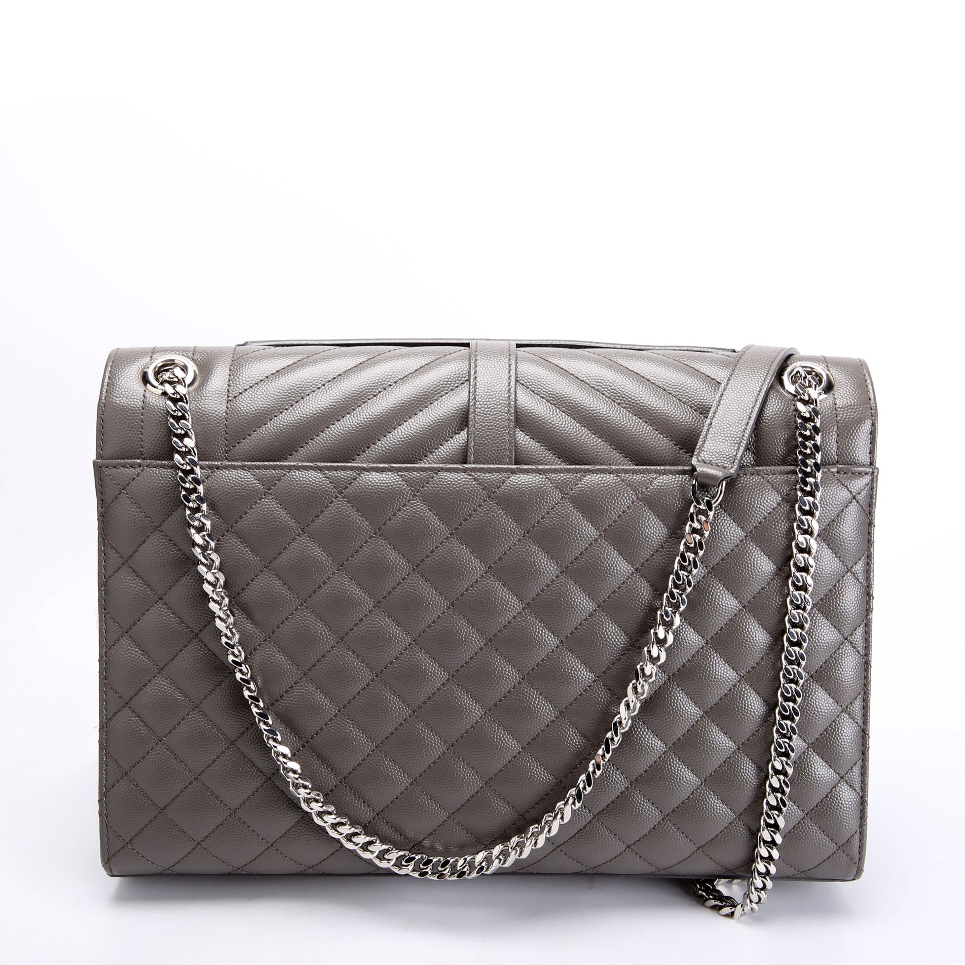 SAINT LAURENT Envelope Large Triquilt 487198 Grey