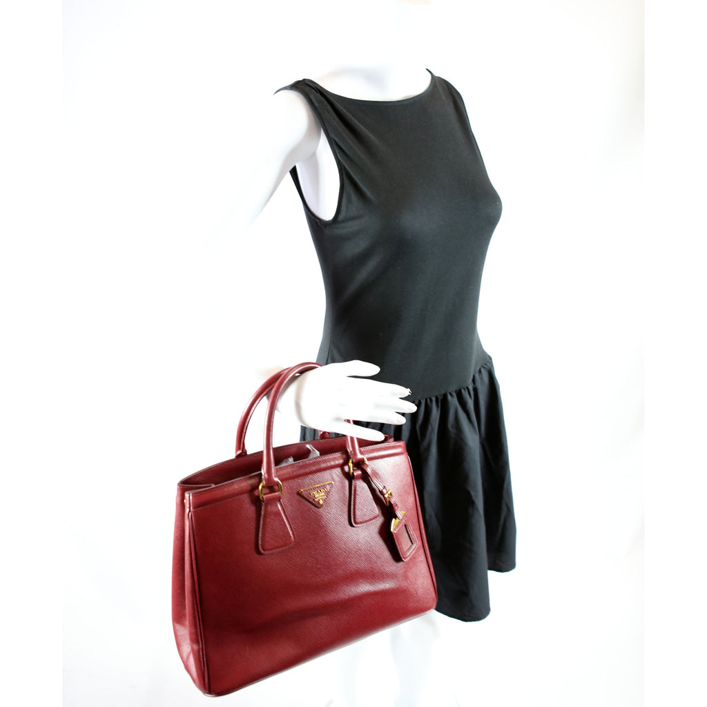 Prada Saffiano Lux Parabole Burgundy/Gold