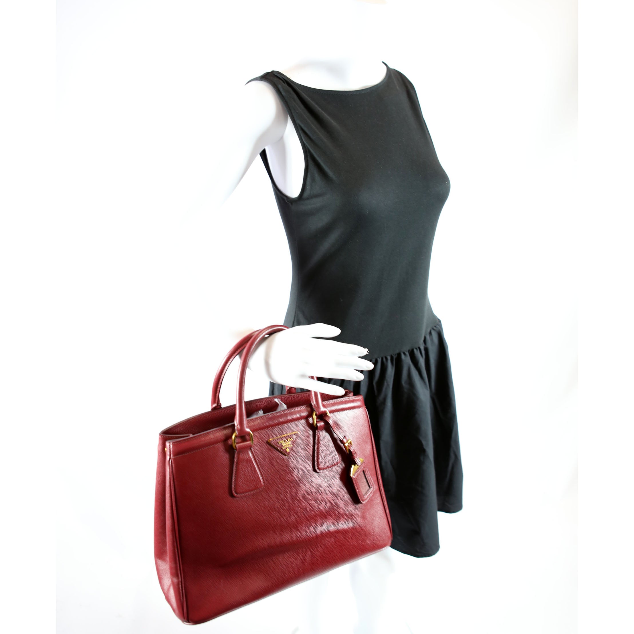 Prada Saffiano Lux Parabole Burgundy/Gold